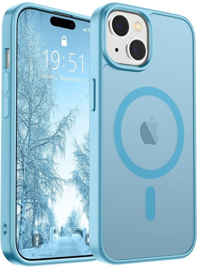 أكاليكس جراب مغناطيسي لهاتف آيفون 15 [مقاوم للصدمات ونحيف] غطاء خلفي صلب شفاف غير لامع مع حماية عالية الجودة | أزرق سماوي - Image 1